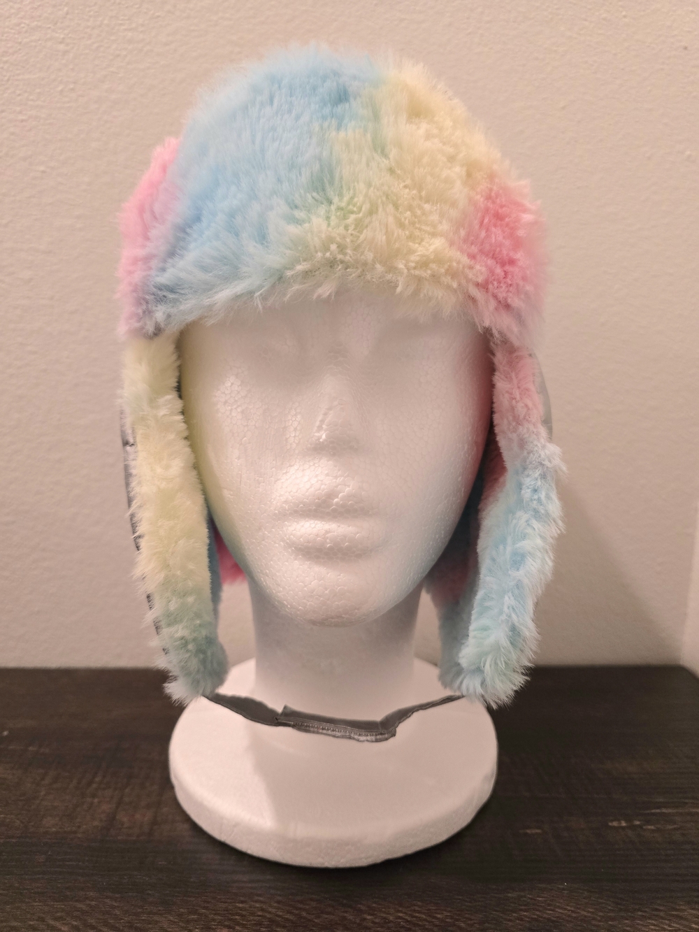 SwissTech Girls Rainbow Faux Fur Trapper Hat Silver Winter Large/XL